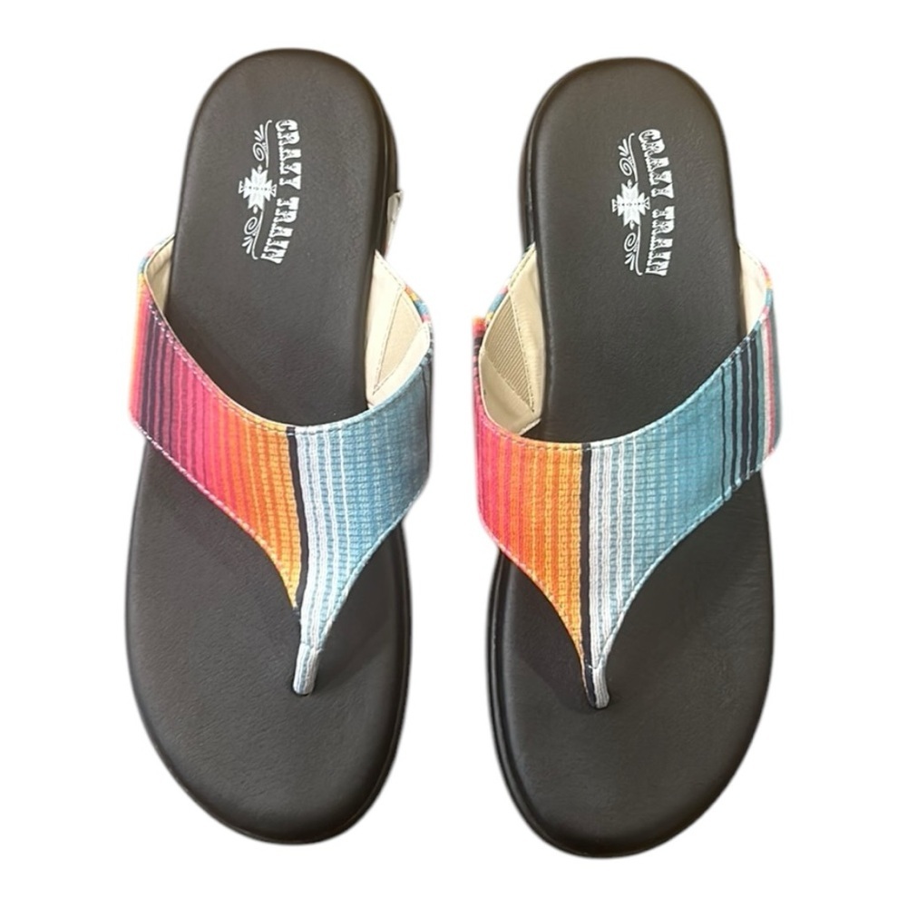 Crazy Train Serape Stripe Flip Flop Sandals Women’s Size 9
